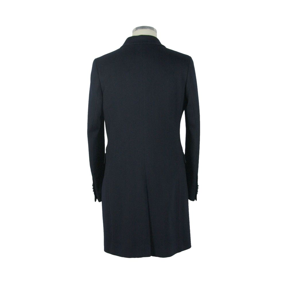 Made in Italy Elegant Black Virgin Wool Coat for Men