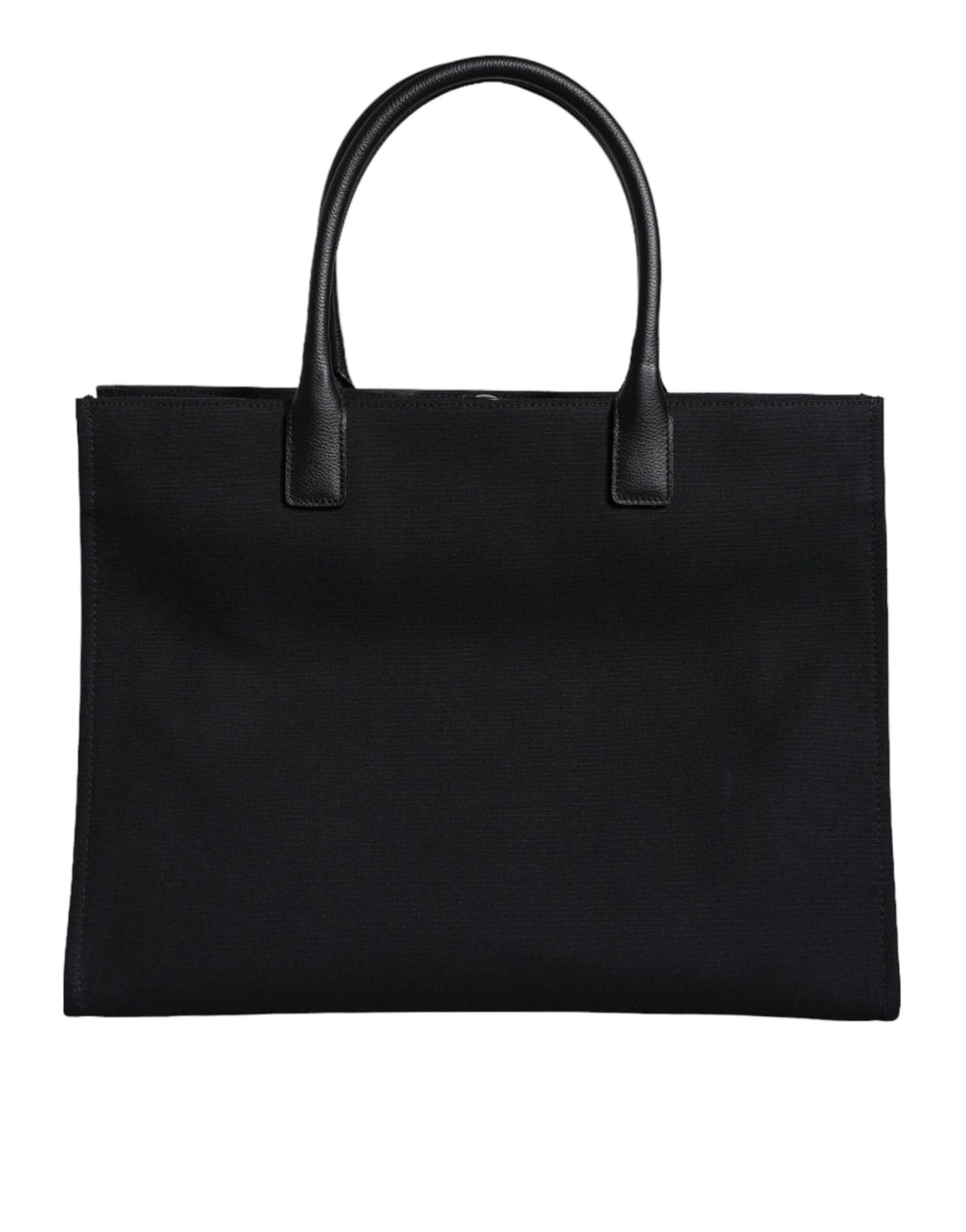 Versace Black Top Handle Canvas Leather Logo Shopping Tote Bag