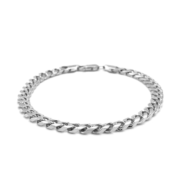 14k White Gold Solid Miami Cuban Bracelet (6.00 mm)