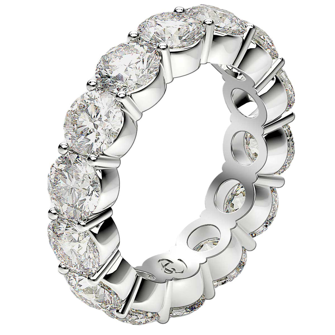 Round Cut Lab Grown Diamond Eternity Ring in 14k White Gold (6 cttw FG/VS2)