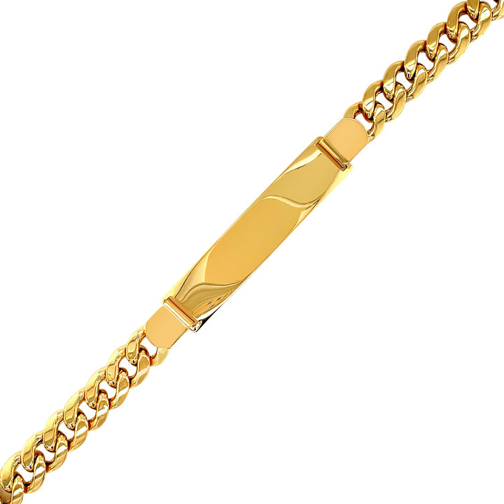 14k Yellow Gold Mens ID Cuban Chain Bracelet (8.00 mm)