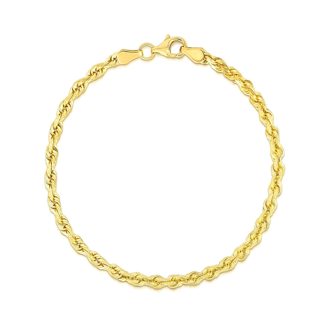 10k Yellow Gold Solid Diamond Cut Rope Bracelet (4.00 mm)