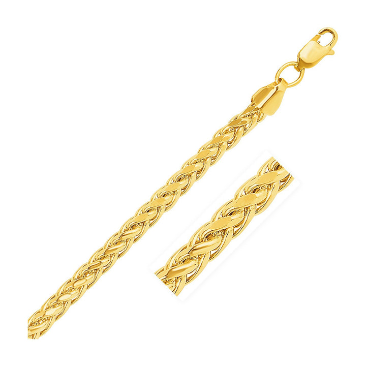 14k Yellow Gold Diamond Cut Round Franco Bracelet (5.30 mm)