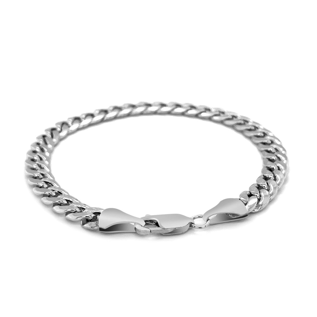 14k White Gold Miami Cuban Semi Solid Bracelet (7.00 mm)