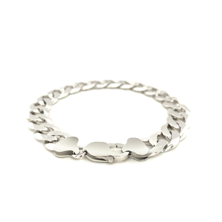 Rhodium Plated Sterling Silver Curb Style Bracelet (11.60 mm)