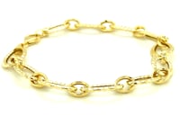 Textured Oval Link Bracelet in 14k Yellow Gold