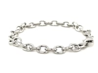 Sterling Silver Rhodium Plated Fancy Charm Bracelet (6.70 mm)