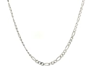 2.6mm 14k White Gold Solid Figaro Chain