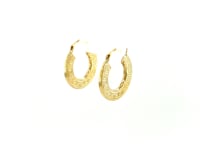 14k Yellow Gold Greek Key Small Hoop Earrings