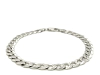 Rhodium Plated 7.2mm Sterling Silver Curb Style Bracelet