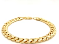 7.8mm 14k Yellow Gold Miami Cuban Semi Solid Bracelet