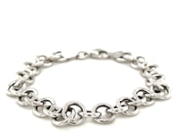 Sterling Silver Rolo Style Polished Charm Bracelet with Rhodium Plating