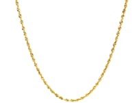 14k Yellow Gold Solid Diamond Cut Rope Chain 1.5mm