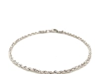 2.25mm 14k White Gold Diamond Cut Rope Anklet