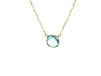 14k Yellow Gold 17 inch Necklace with Cushion Blue Topaz