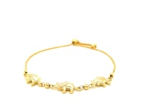 14k Yellow Gold Elephant Station Lariat Style Bracelet