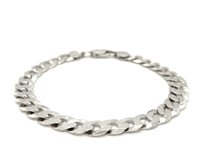 Rhodium Plated 8.4mm Sterling Silver Curb Style Bracelet