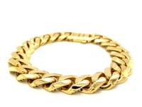 14k Yellow Gold 8 1/2 inch Wide Polished Curb Chain Bracelet