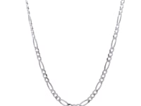 3.0mm 14k White Gold Solid Figaro Chain