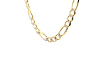 6.0mm 14K Yellow Gold Solid Pave Figaro Chain