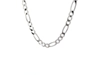 4.6mm 14k White Gold Solid Figaro Chain