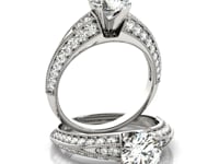 14k White Gold Pronged Round Antique Diamond Engagement Ring (1 1/2 cttw)