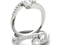 14k White Gold Round Bezel Setting Two Stone Diamond Ring (5/8 cttw)