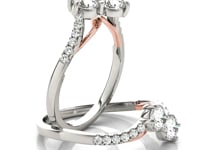 Two Stone Diamond Ring with Curved Band in 14k White And Rose Gold (5/8 cttw)