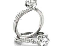 14k White Gold Spiral Design Pronged Diamond Engagement Ring (1 1/8 cttw)