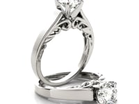 14k White Gold Antique Style Solitaire Round Diamond Engagement Ring (1 cttw)