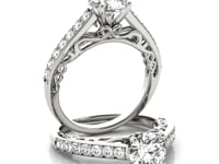 14k White Gold Unique Detailing Diamond Engagement Ring (1 1/3 cttw)