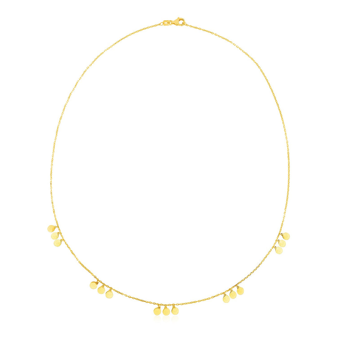 14k Yellow Gold Necklace with Circle Dangle Stations