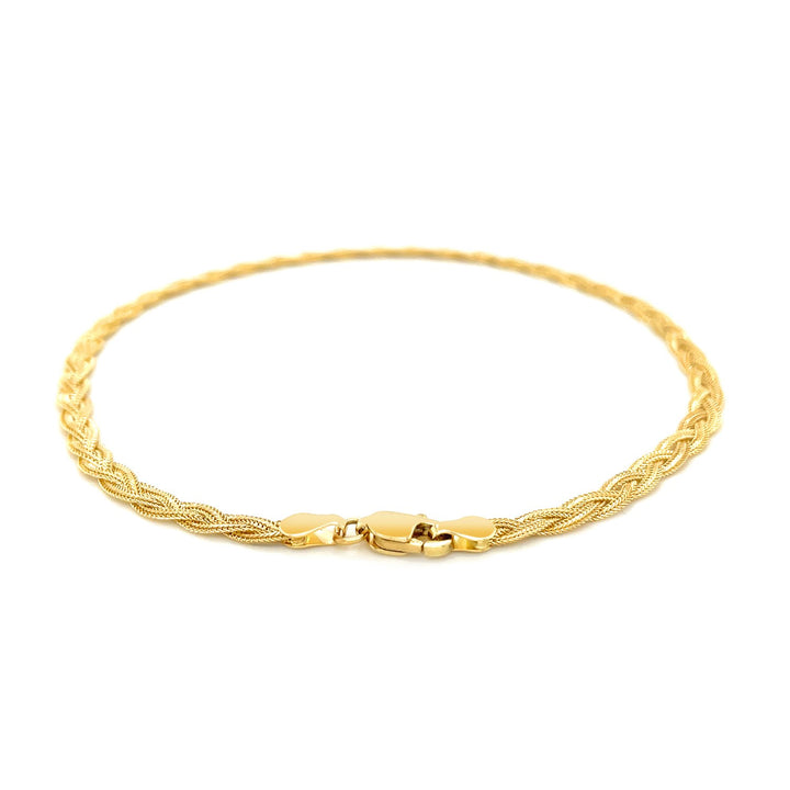 3.5mm 14k Yellow Gold Braided Bracelet