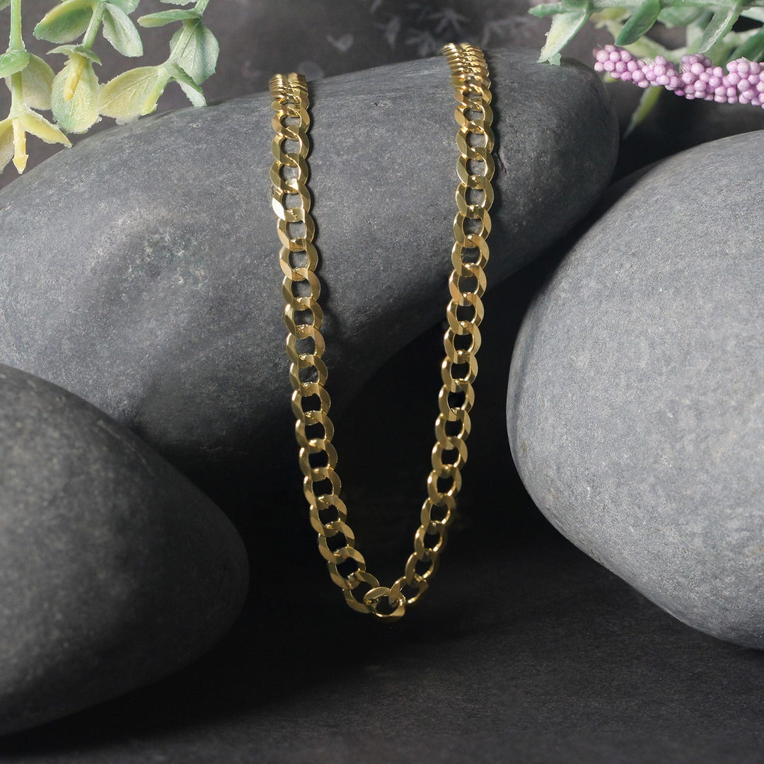 4.7mm 14k Yellow Gold Solid Curb Chain