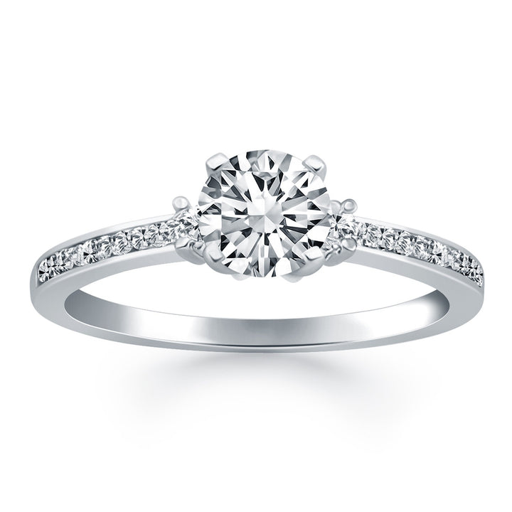 14k White Gold Diamond Accent Engagement Ring Mounting