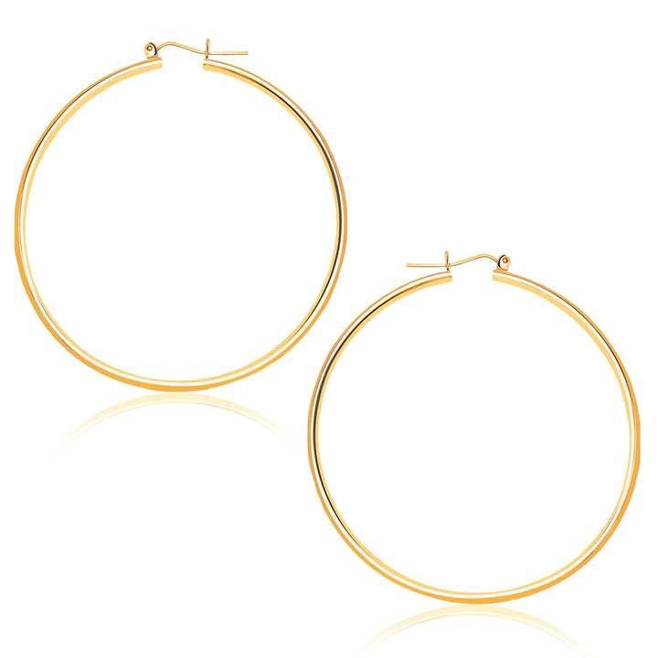 14k Yellow Gold Polished Hoop Earrings (45 mm)