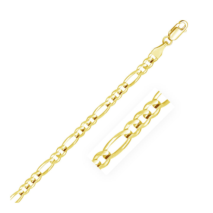 4.5mm 14k Yellow Gold Solid Figaro Chain