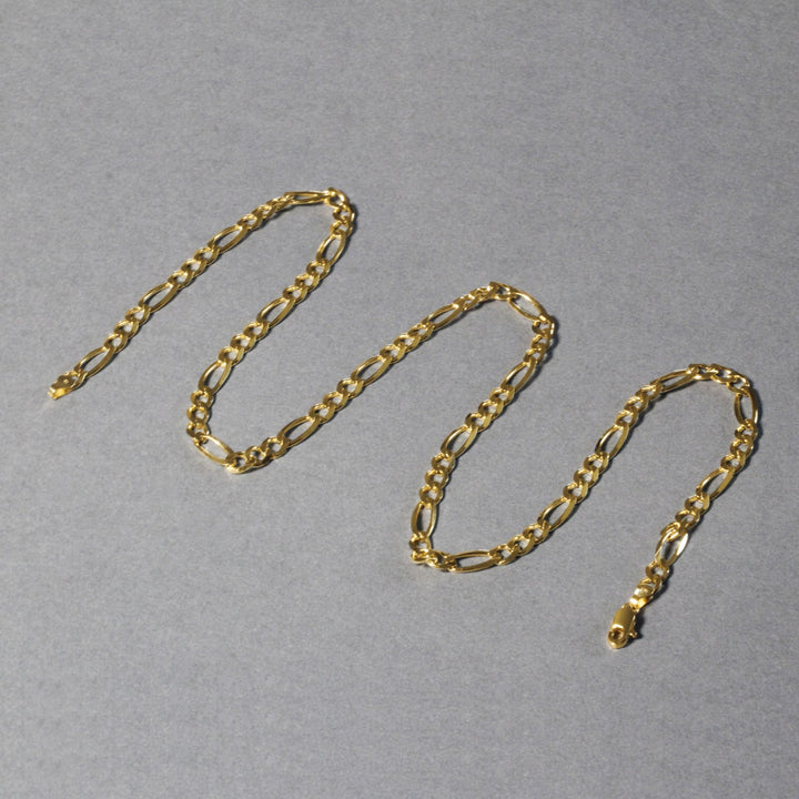 4.5mm 14k Yellow Gold Solid Figaro Chain