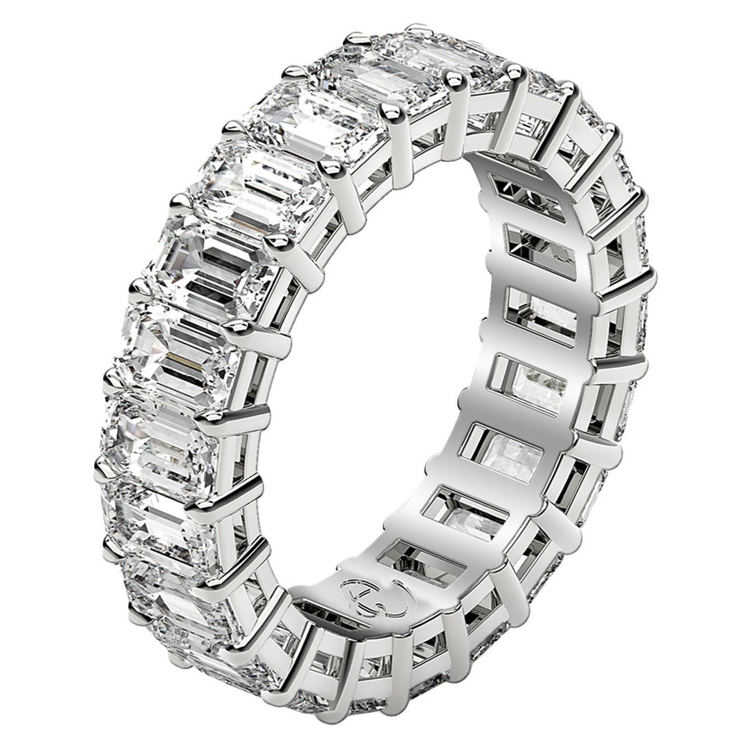 Emerald Cut Lab Grown Diamond Eternity Ring in 14k White Gold (5 cttw FG/VS2)