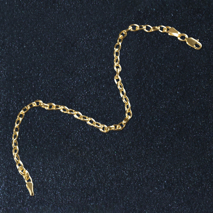 3.2mm 14k Yellow Gold Oval Rolo Bracelet