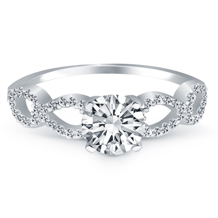 14k White Gold Double Infinity Diamond Engagement Ring Mounting