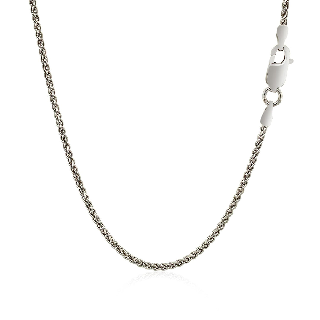 Sterling Silver Rhodium Plated Wheat Chain 1.3mm