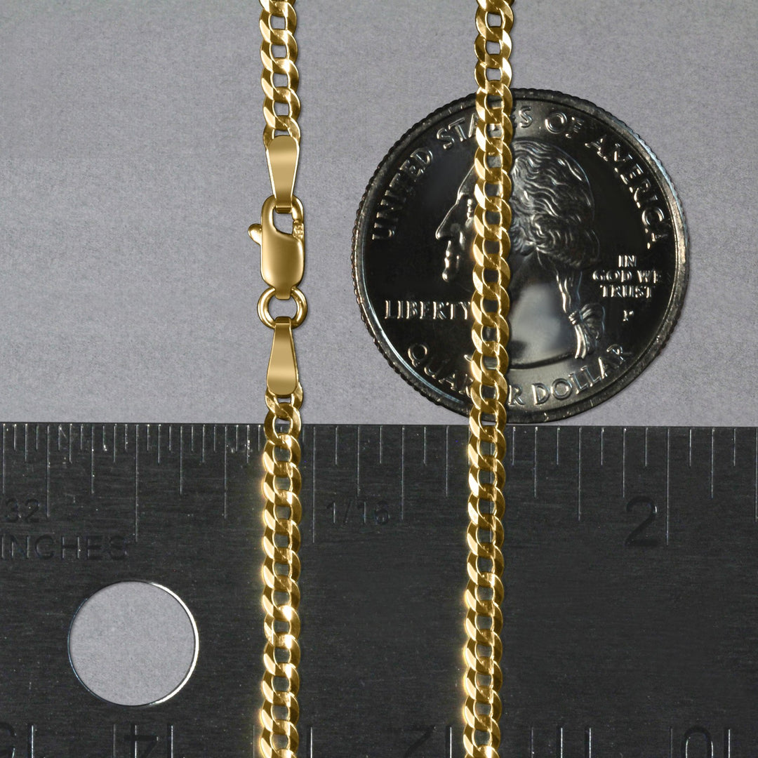 2.4mm 10k Yellow Gold Curb Chain