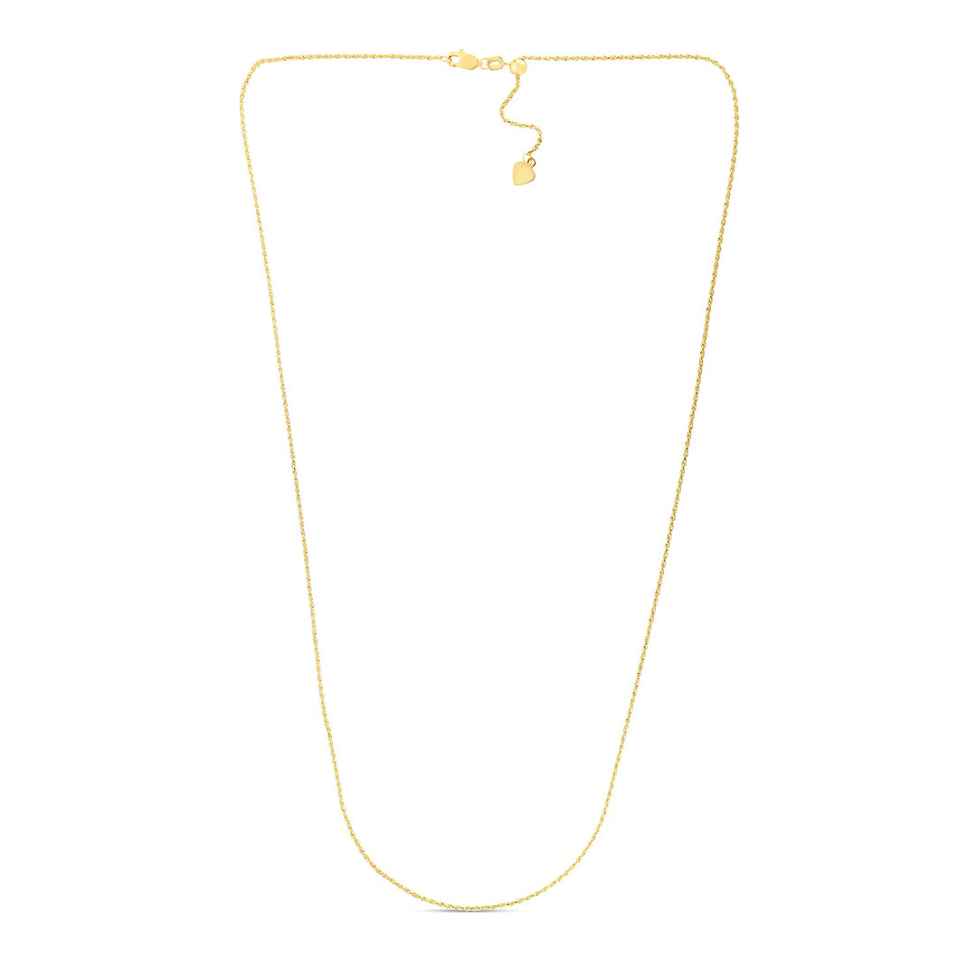 14k Yellow Gold Adjustable Rope Chain 1.0mm