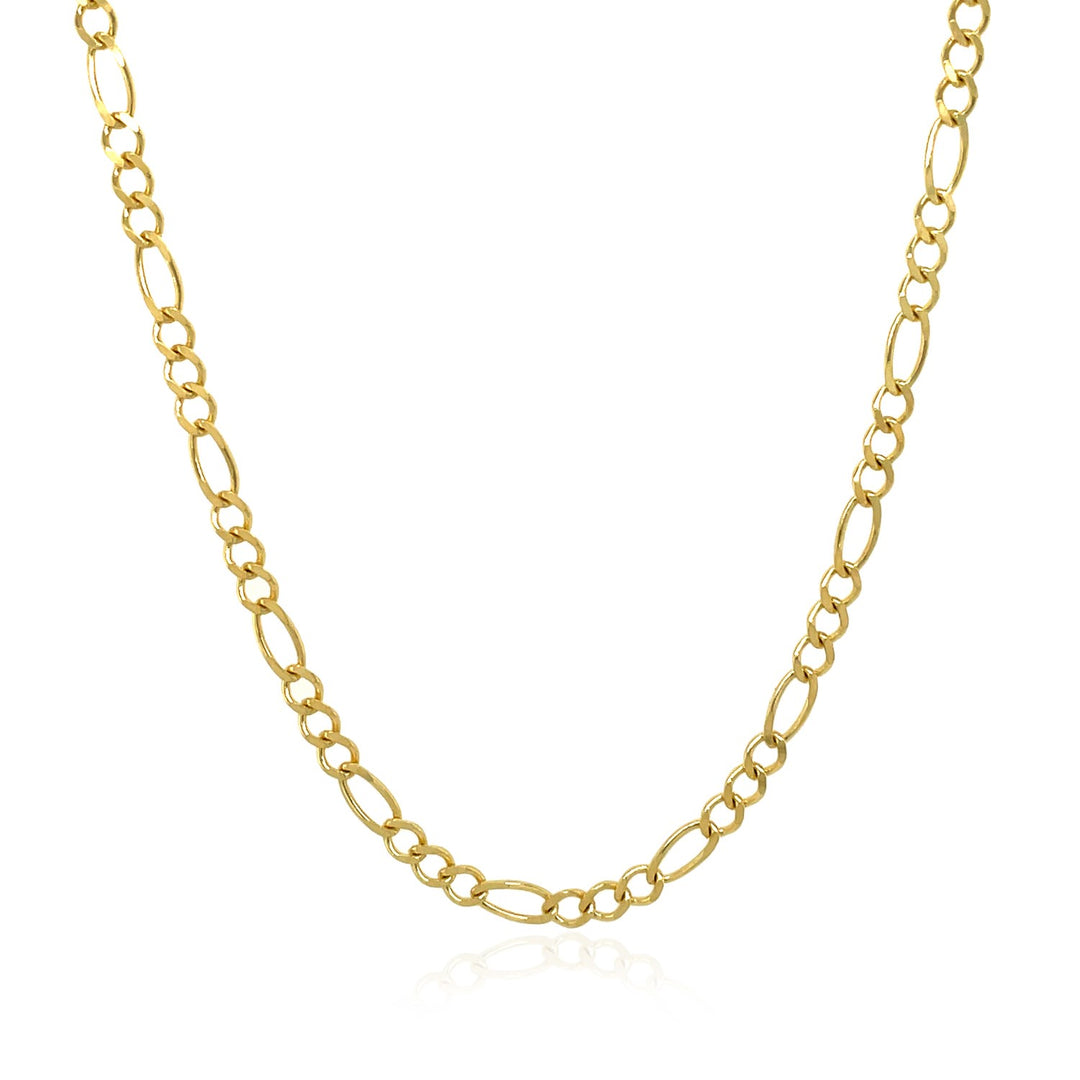 3.0mm 10k Yellow Gold Solid Figaro Chain