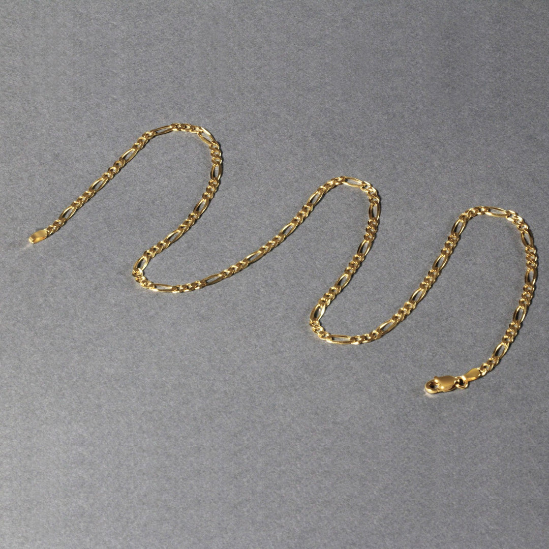 3.0mm 10k Yellow Gold Solid Figaro Chain