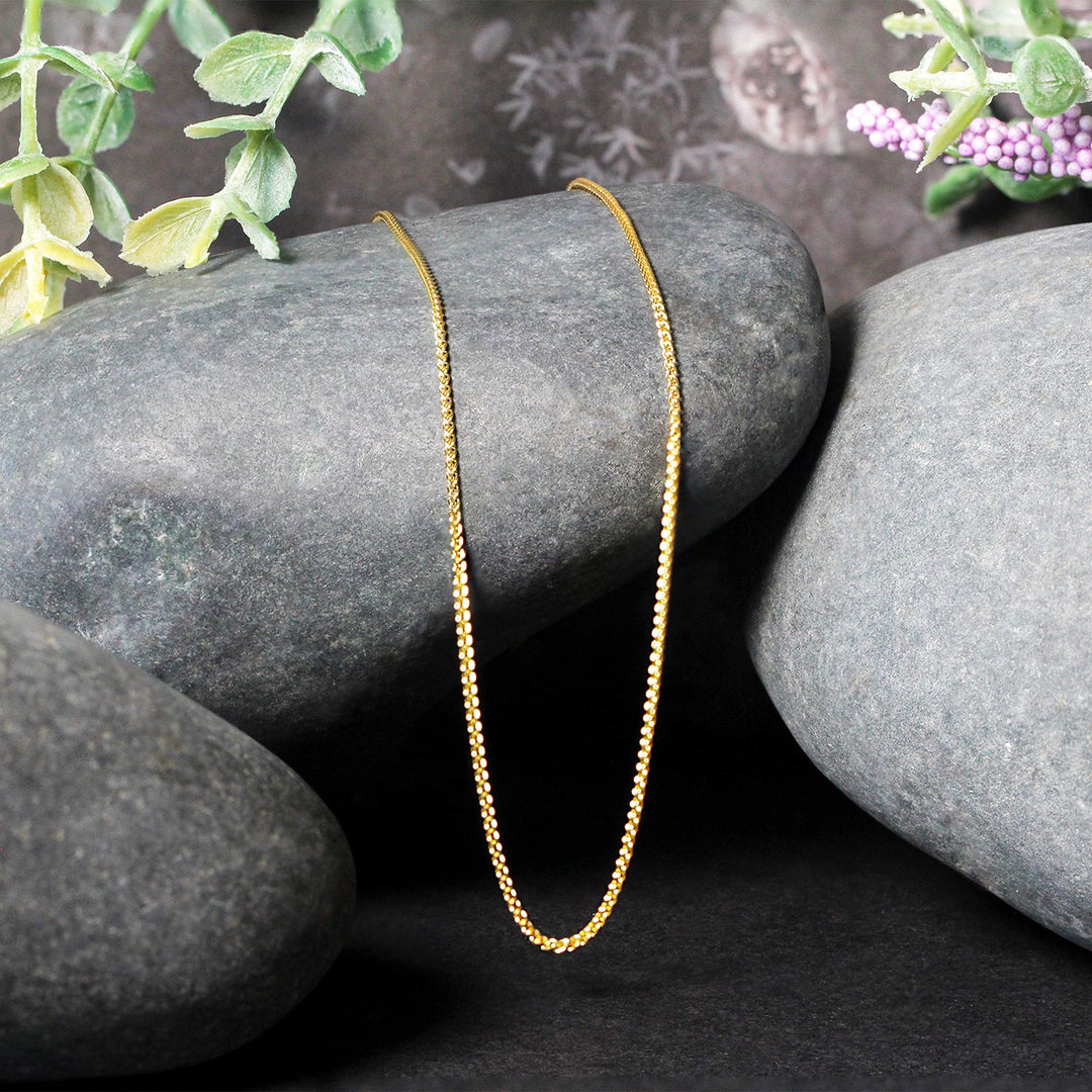 14k Yellow Gold Round Wheat Chain 1.0mm