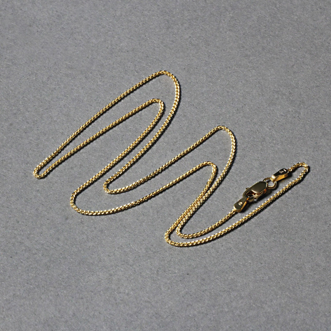 14k Yellow Gold Round Wheat Chain 1.0mm