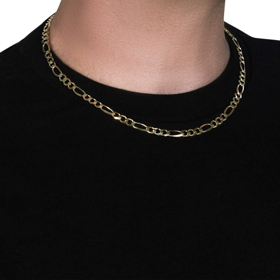 5.3mm 10K Yellow Gold Solid Figaro Chain