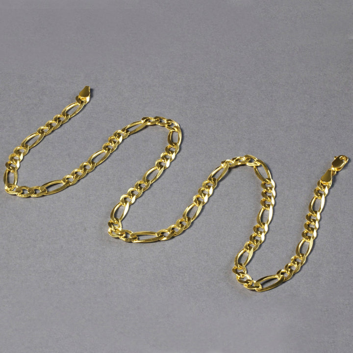 5.3mm 10K Yellow Gold Solid Figaro Chain